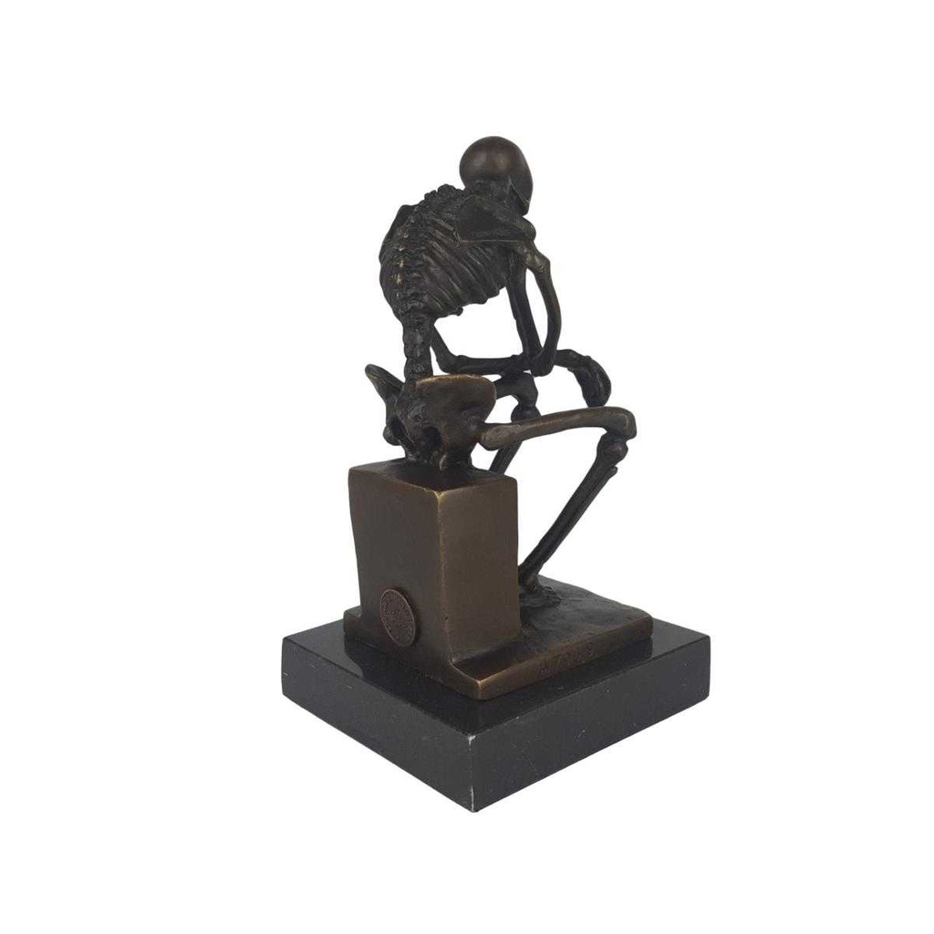 [LA-46975] Bronzeskulptur Bronzefigur Skelett Denker Bild 5