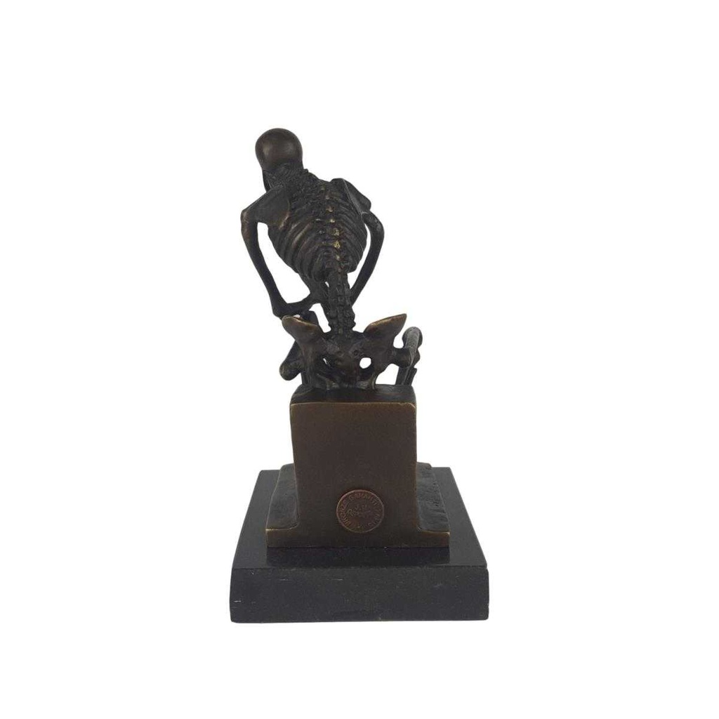 [LA-46975] Bronzeskulptur Bronzefigur Skelett Denker Bild 6