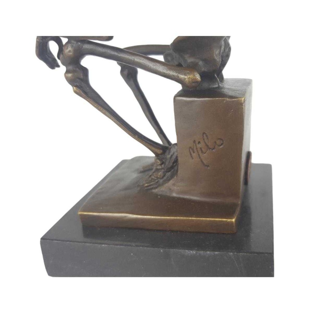 [LA-46975] Bronzeskulptur Bronzefigur Skelett Denker Bild 10