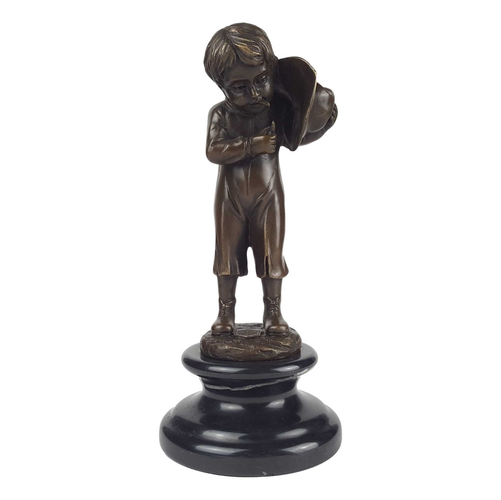 [LA-47185] Bronzeskulptur Bronzefigur Junge Zündet Eine Zigarette An Bild 2