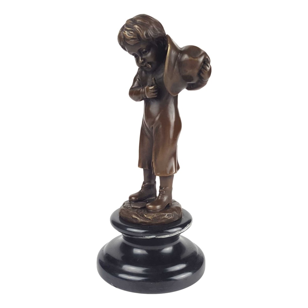 [LA-47185] Bronzeskulptur Bronzefigur Junge Zündet Eine Zigarette An Bild 3