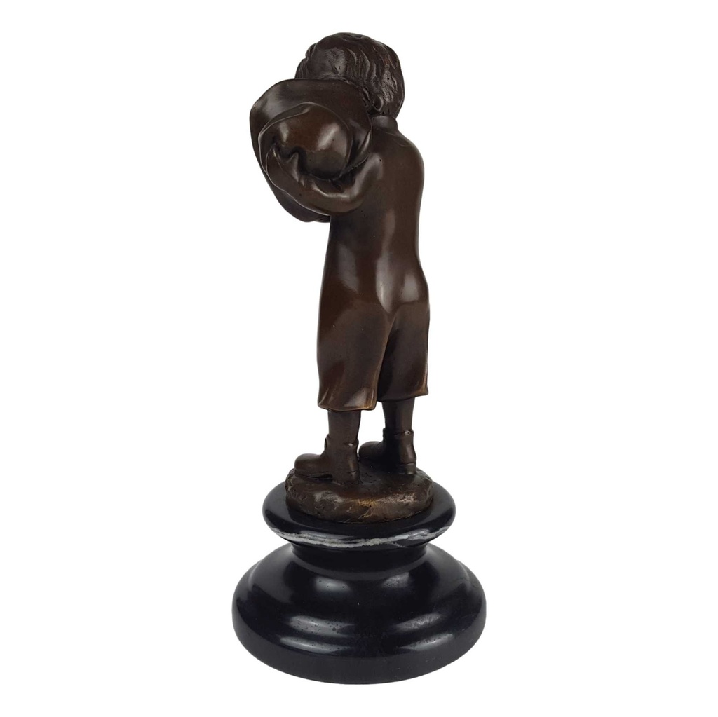 [LA-47185] Bronzeskulptur Bronzefigur Junge Zündet Eine Zigarette An Bild 4