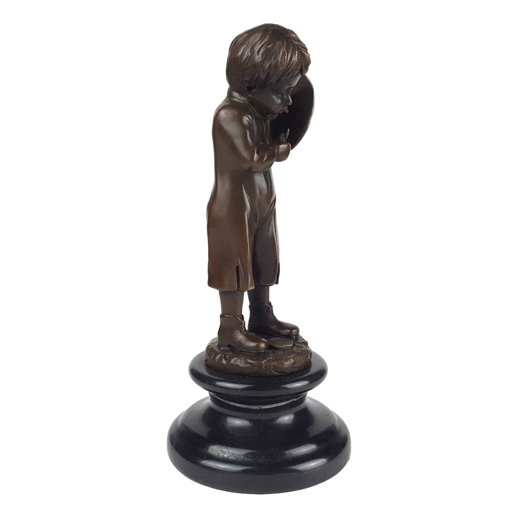 [LA-47185] Bronzeskulptur Bronzefigur Junge Zündet Eine Zigarette An Bild 6