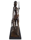 [LA-47193] Bronzeskulptur Bronzefigur Diana mit Hund Bild 3