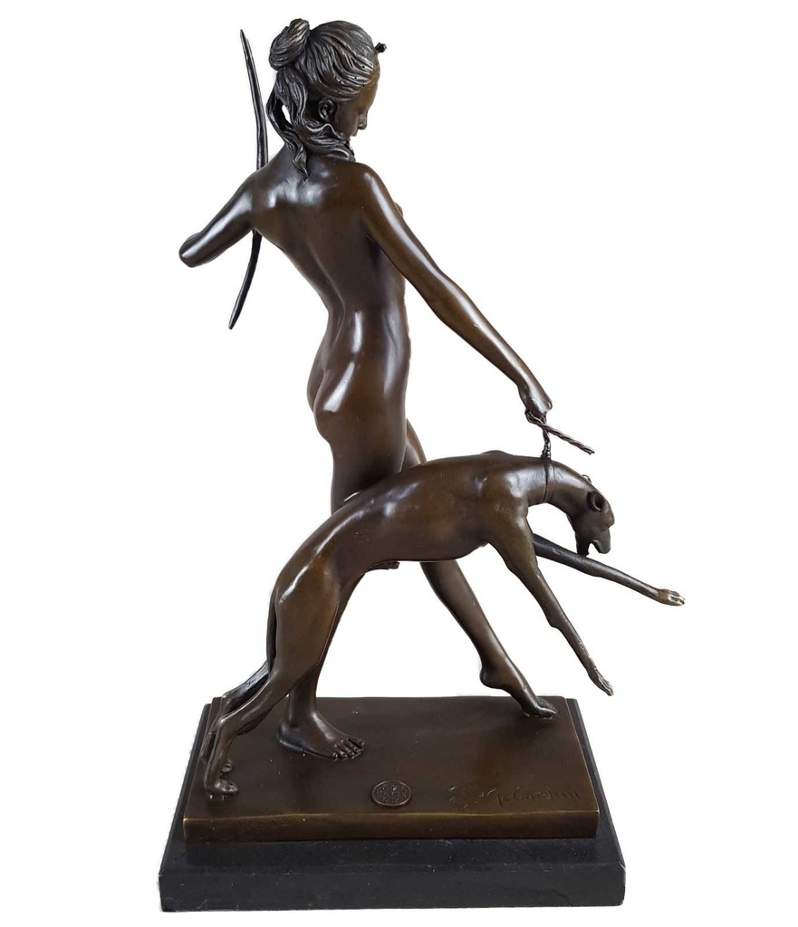[LA-47193] Bronzeskulptur Bronzefigur Diana mit Hund Bild 5