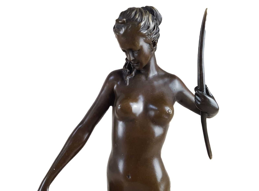 [LA-47193] Bronzeskulptur Bronzefigur Diana mit Hund Bild 10