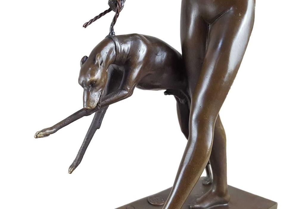 [LA-47193] Bronzeskulptur Bronzefigur Diana mit Hund Bild 11