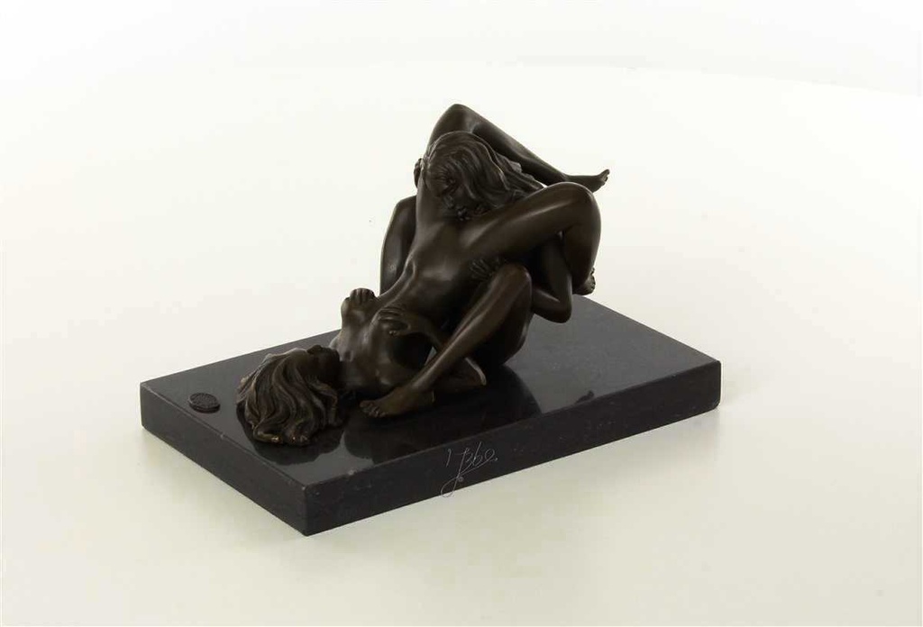 [LA-47199] Bronzeskulptur Bronzefigur Erotik zwei Frauen Lesben Beim Oralverkehr Bild 3