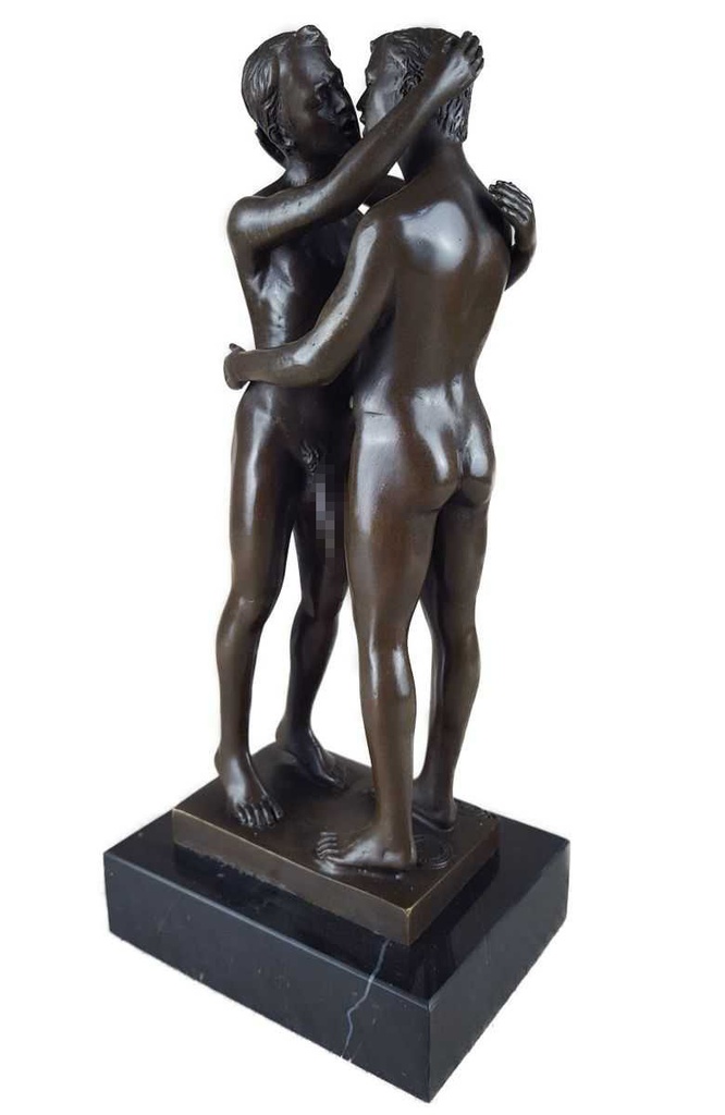 [LA-47214] Bronzeskulptur Bronzefigur Erotik Gays 2 Sich Küssende Männer Bild 2