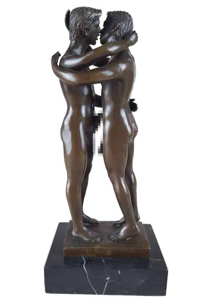 [LA-47214] Bronzeskulptur Bronzefigur Erotik Gays 2 Sich Küssende Männer Bild 5