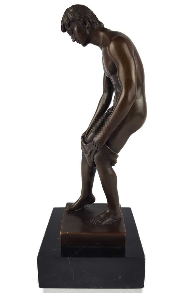 [LA-47215] Bronzeskulptur Bronzefigur Erotik stehender Mann zieht sich aus Bild 3