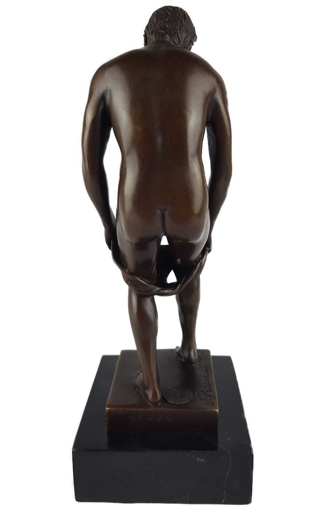 [LA-47215] Bronzeskulptur Bronzefigur Erotik stehender Mann zieht sich aus Bild 5