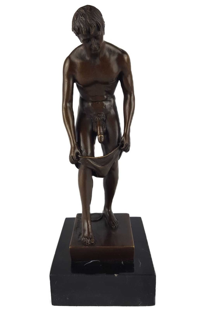 [LA-47215] Bronzeskulptur Bronzefigur Erotik stehender Mann zieht sich aus Bild 10