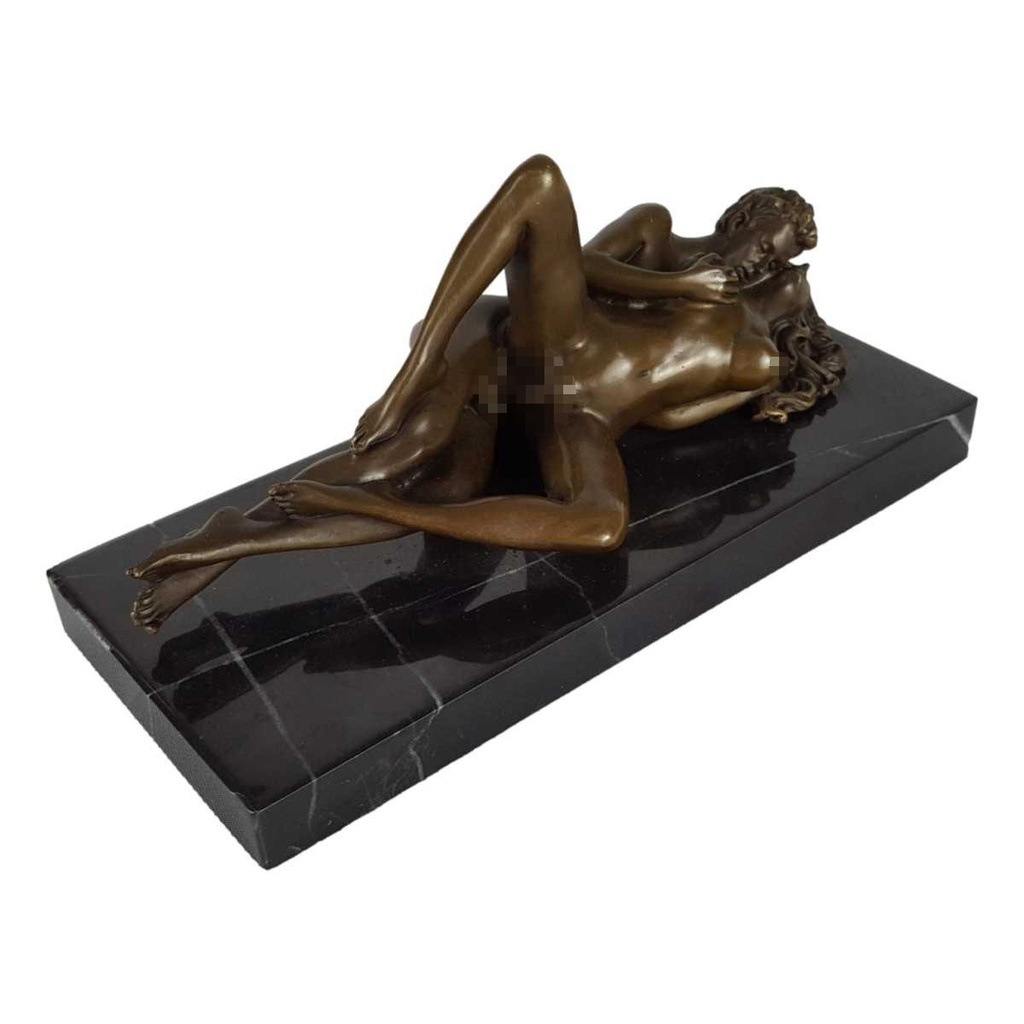 [LA-47216] Bronzeskulptur Bronzefigur Erotik Mann Frau liegend Liebesakt Bild 3