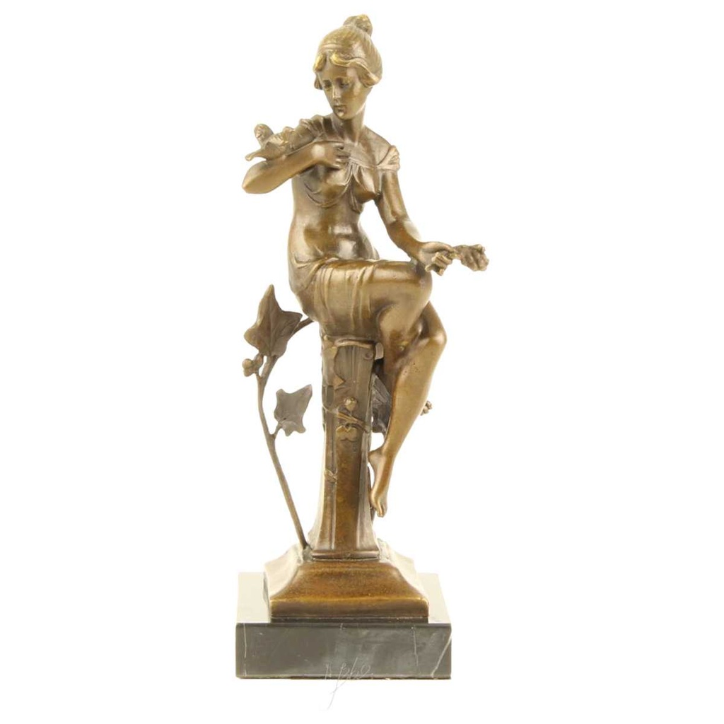 [LA-47228] Bronzeskulptur Bronzefigur Sitzende Frau #47228 Bild 2