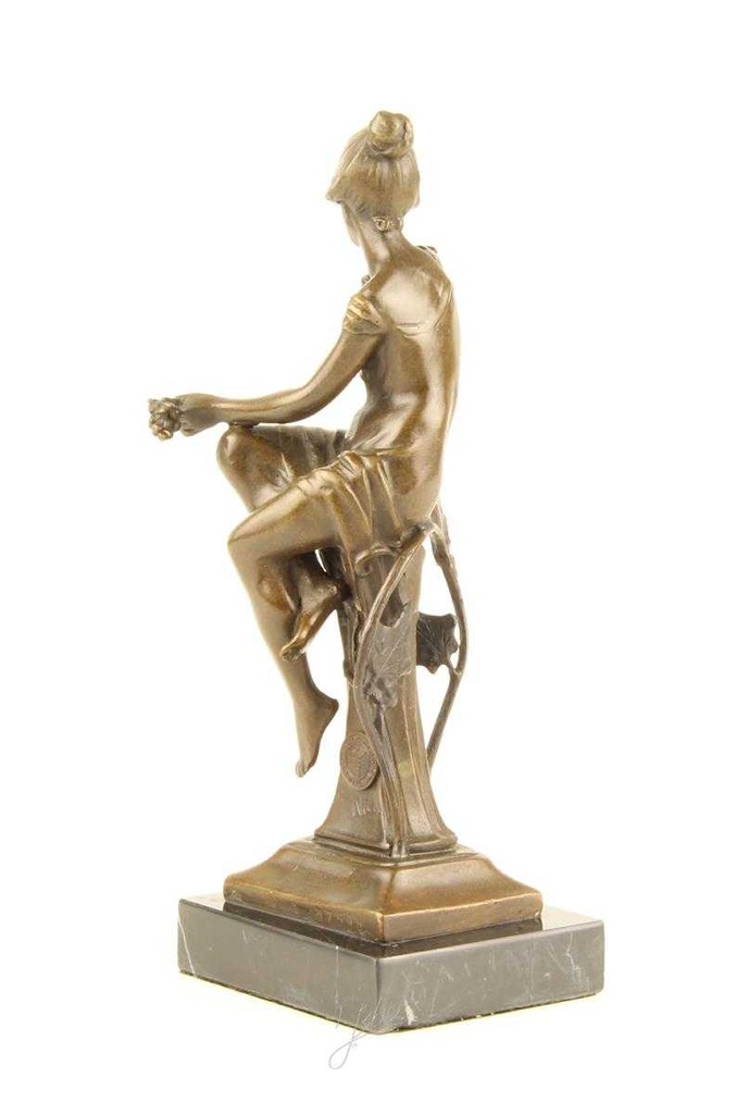[LA-47228] Bronzeskulptur Bronzefigur Sitzende Frau #47228 Bild 8