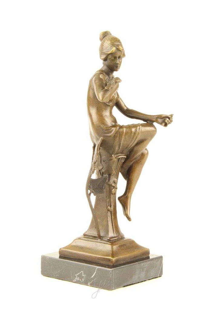 [LA-47228] Bronzeskulptur Bronzefigur Sitzende Frau #47228 Bild 15