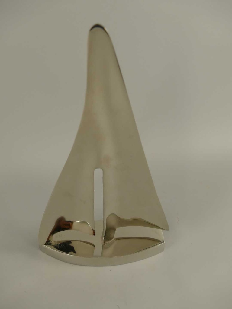 [LA-49004] Skulptur Figur Aluminium vernickelt Schiff #49004 Bild 3