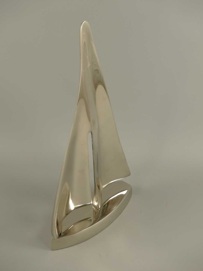 [LA-49004] Skulptur Figur Aluminium vernickelt Schiff #49004 Bild 4