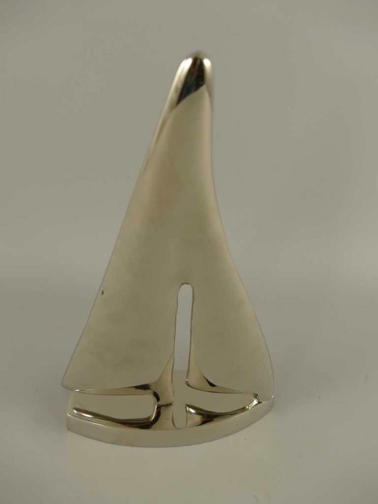 [LA-49004] Skulptur Figur Aluminium vernickelt Schiff #49004 Bild 5
