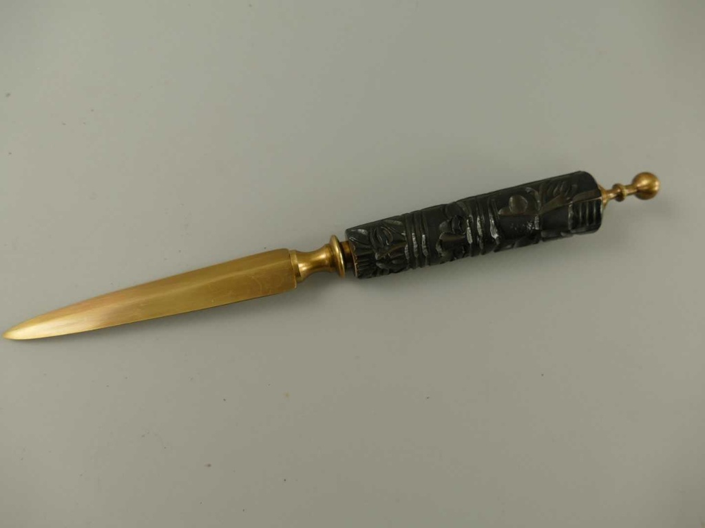 [LA-49009] Leselupe Handlupe Vergrößerungsglas & Brieföffner Messing brüniert Set Bild 6