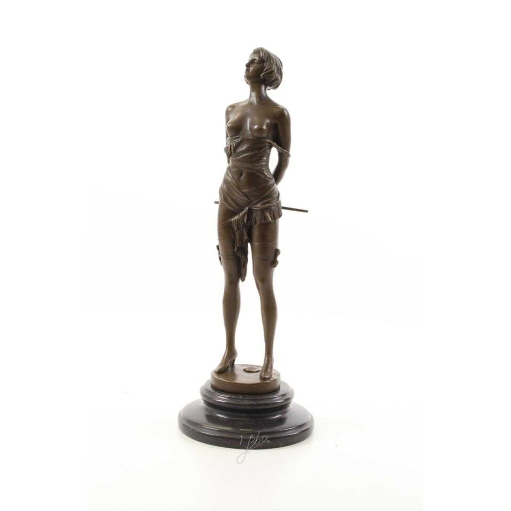 [LA-49789] Bronzeskulptur Bronzefigur Frau mit Reitgerte Bild 3