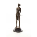 [LA-49789] Bronzeskulptur Bronzefigur Frau mit Reitgerte Bild 3