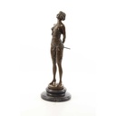 [LA-49789] Bronzeskulptur Bronzefigur Frau mit Reitgerte Bild 4