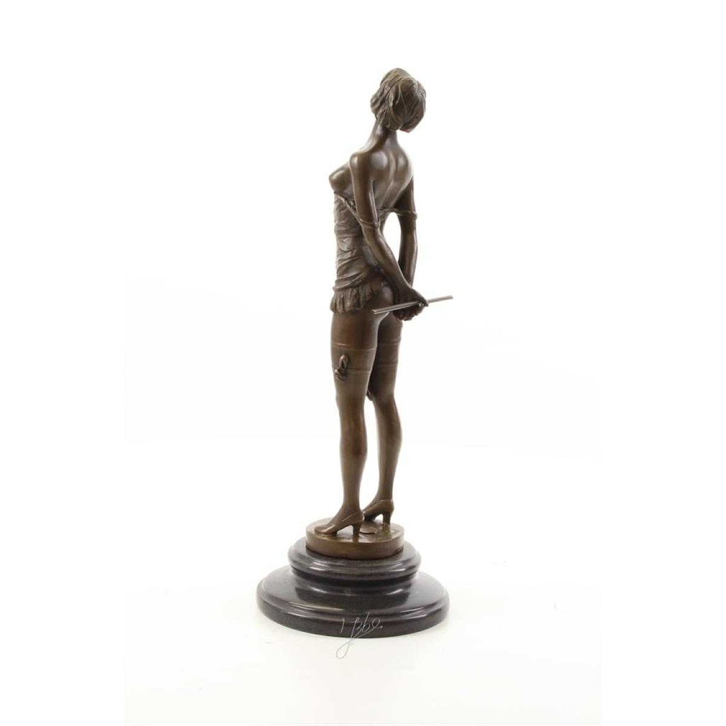[LA-49789] Bronzeskulptur Bronzefigur Frau mit Reitgerte Bild 7