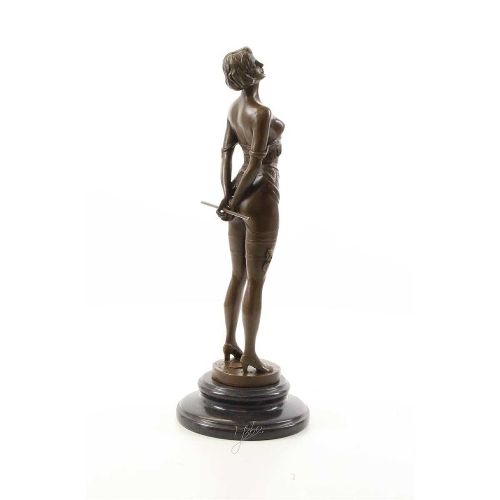 [LA-49789] Bronzeskulptur Bronzefigur Frau mit Reitgerte Bild 12