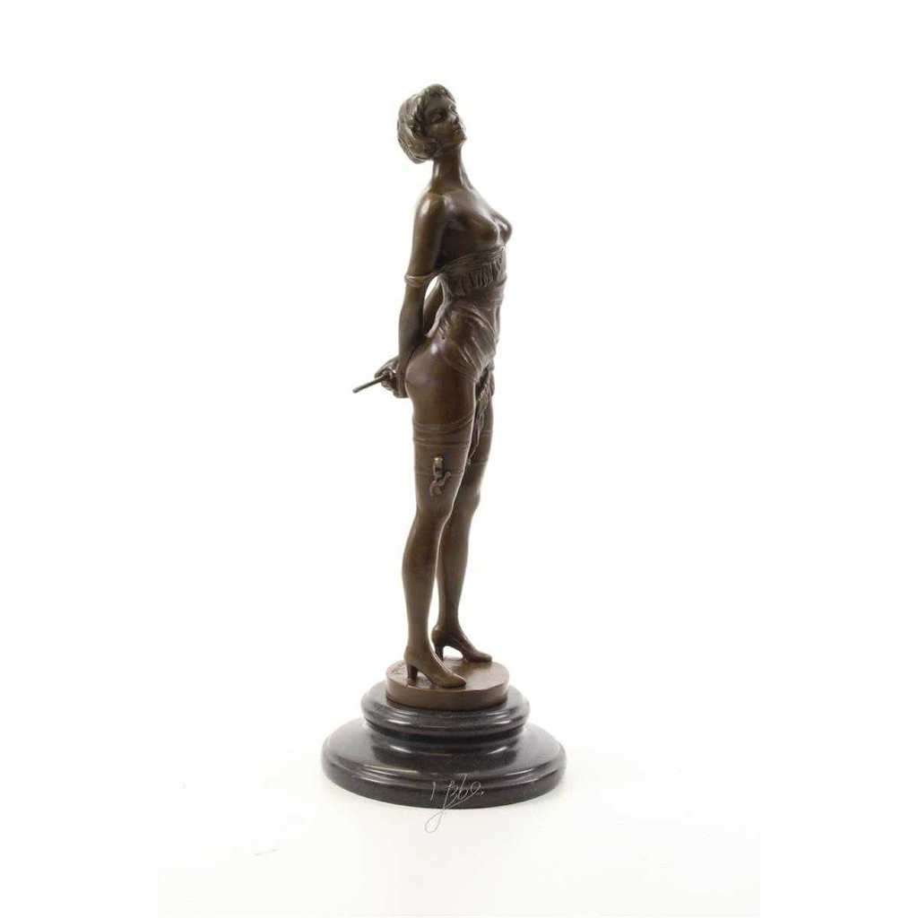 [LA-49789] Bronzeskulptur Bronzefigur Frau mit Reitgerte Bild 14