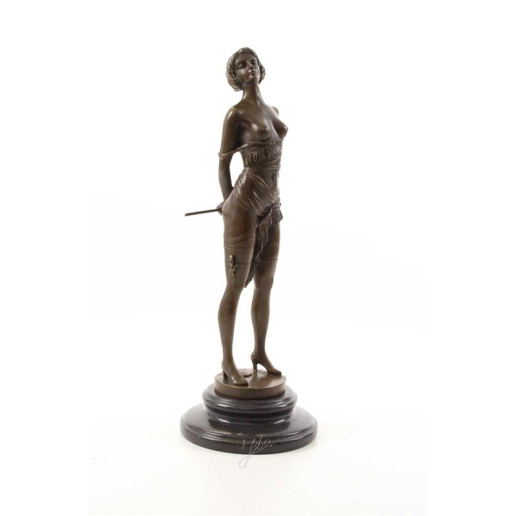 [LA-49789] Bronzeskulptur Bronzefigur Frau mit Reitgerte Bild 15