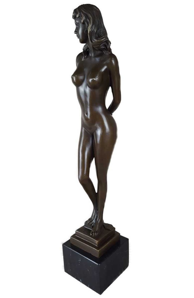 [LA-49790] Bronzeskulptur Bronzefigur Stehende Frau Bild 3