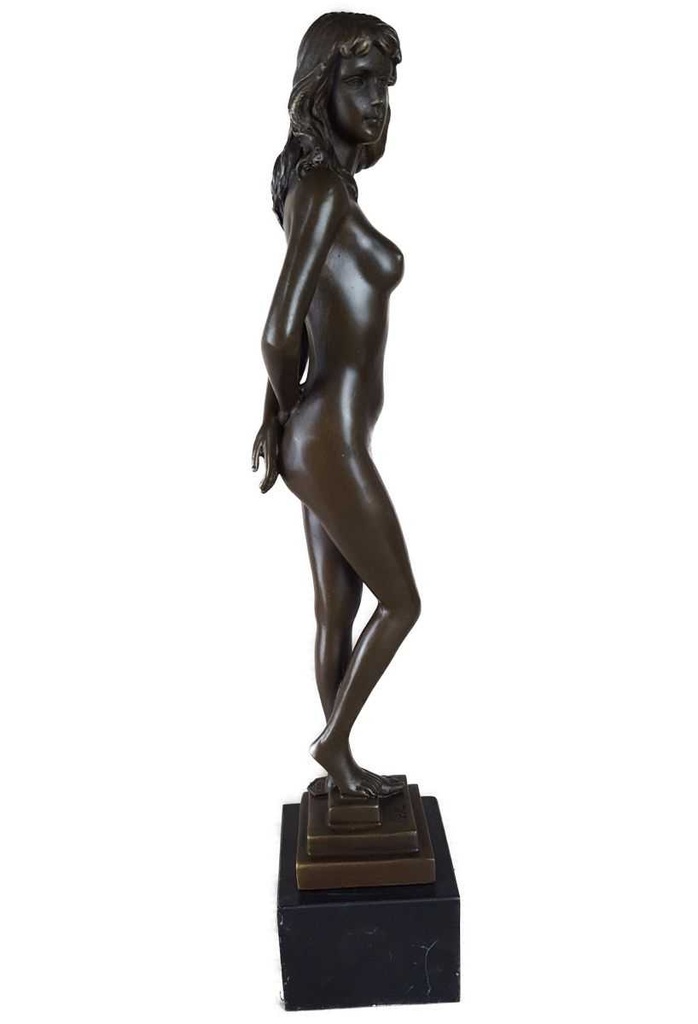 [LA-49790] Bronzeskulptur Bronzefigur Stehende Frau Bild 8