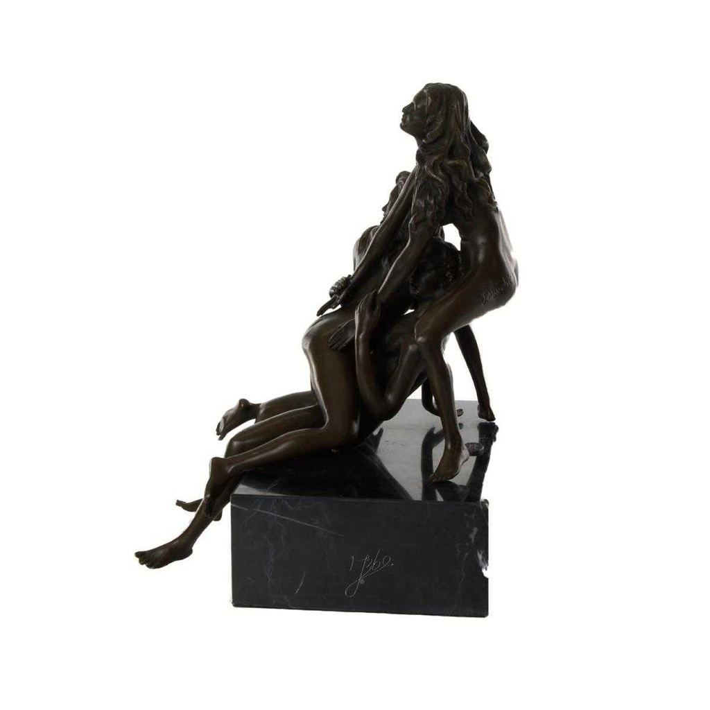 [LA-49833] Bronzeskulptur Bronzefigur Erotik Kamasutra Gang Bang Mann 2 Frauen Bild 5