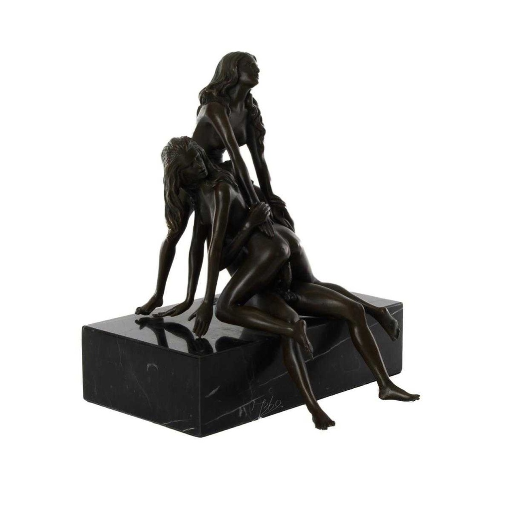 [LA-49833] Bronzeskulptur Bronzefigur Erotik Kamasutra Gang Bang Mann 2 Frauen Bild 13