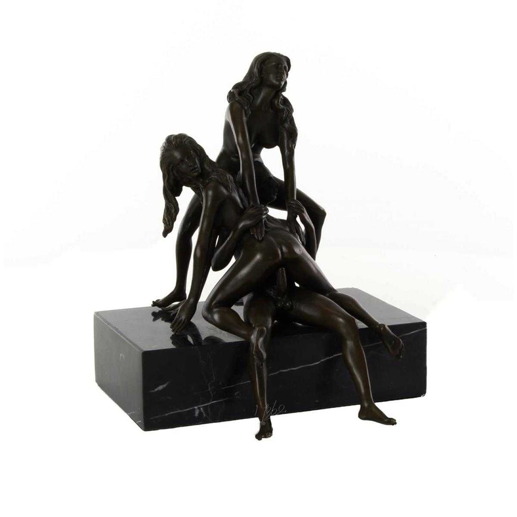 [LA-49833] Bronzeskulptur Bronzefigur Erotik Kamasutra Gang Bang Mann 2 Frauen Bild 14