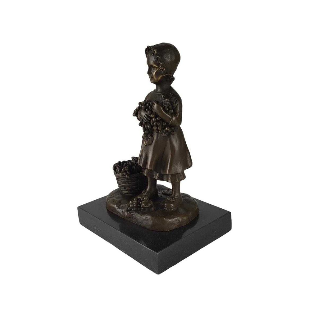 [LA-49924] Bronzeskulptur Bronzefigur Mädchen mit Traubenkorb Bild 2