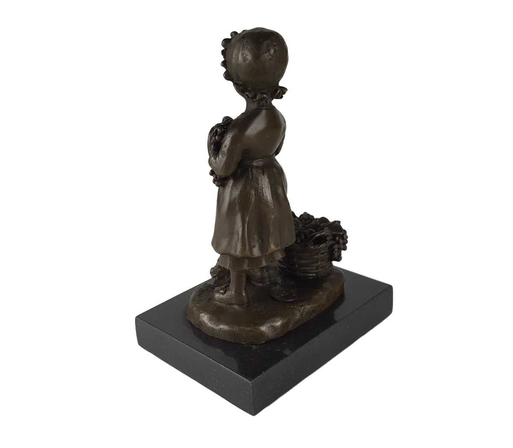 [LA-49924] Bronzeskulptur Bronzefigur Mädchen mit Traubenkorb Bild 3