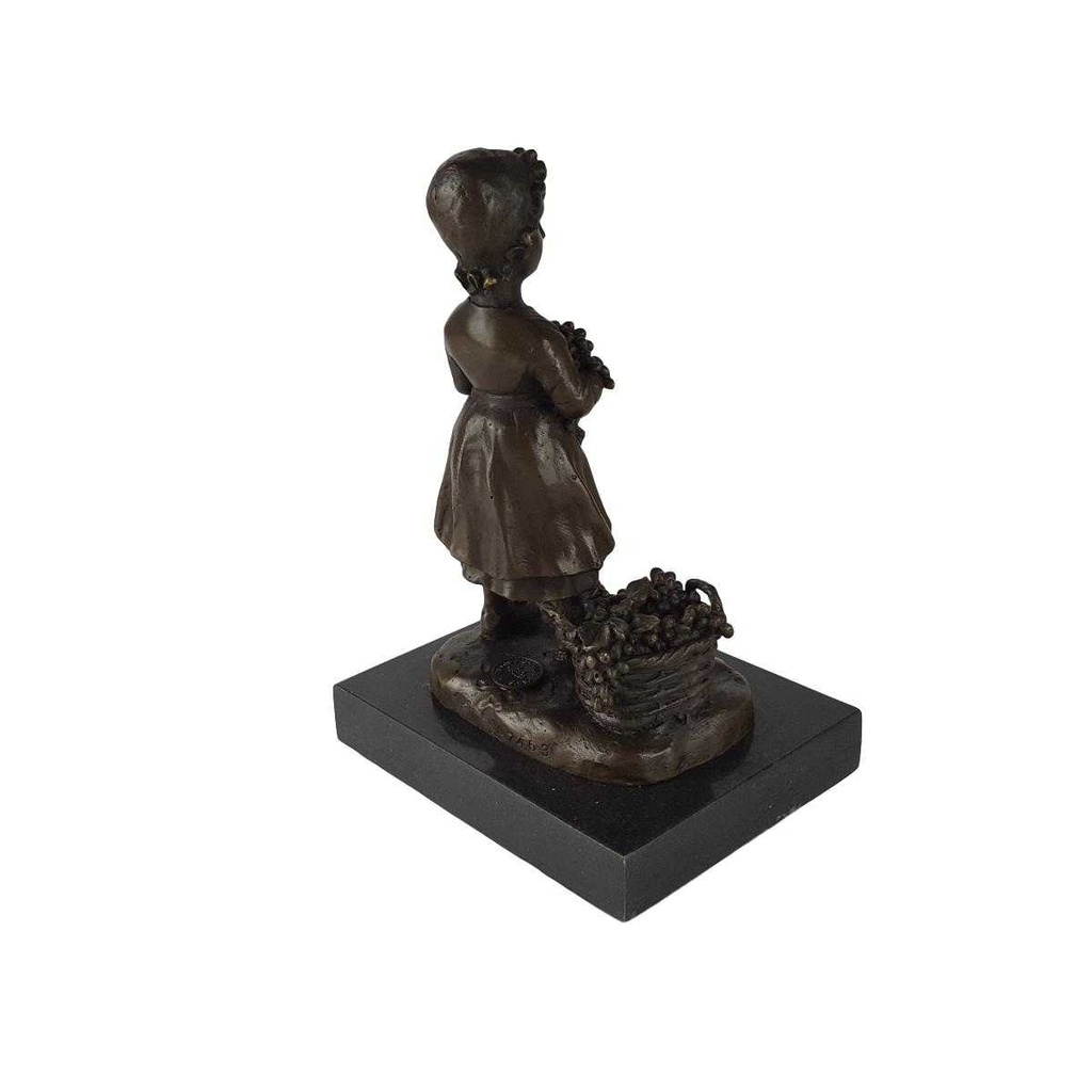 [LA-49924] Bronzeskulptur Bronzefigur Mädchen mit Traubenkorb Bild 4