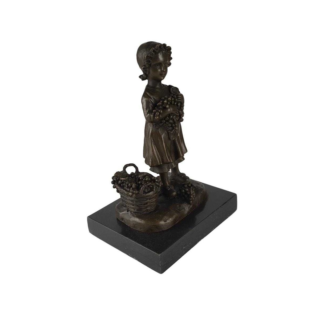 [LA-49924] Bronzeskulptur Bronzefigur Mädchen mit Traubenkorb Bild 5