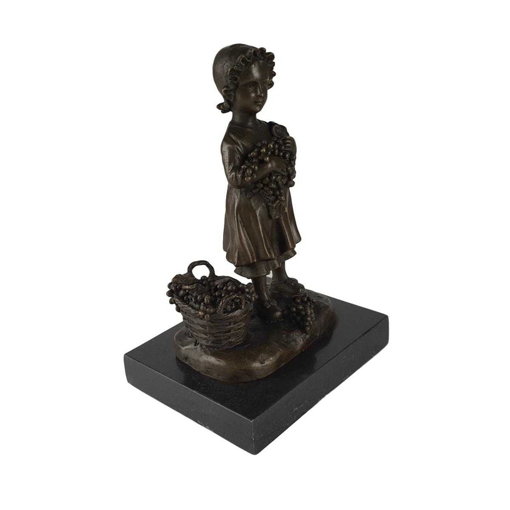 [LA-49924] Bronzeskulptur Bronzefigur Mädchen mit Traubenkorb Bild 6