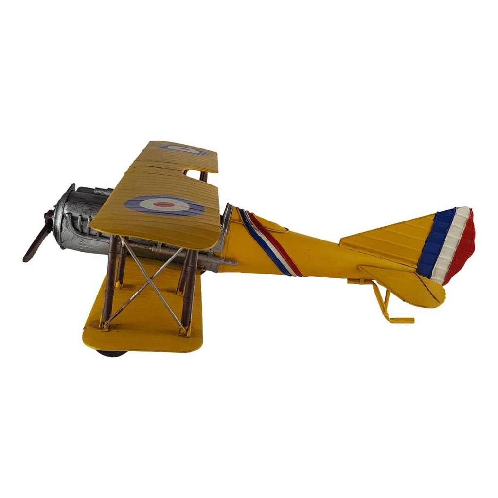 [LA-50205] Blechmodell Blechflugzeug Modellflugzeug Doppeldecker Flugzeug Gelb H 21,7 B 60,6 L 56 cm Bild 2