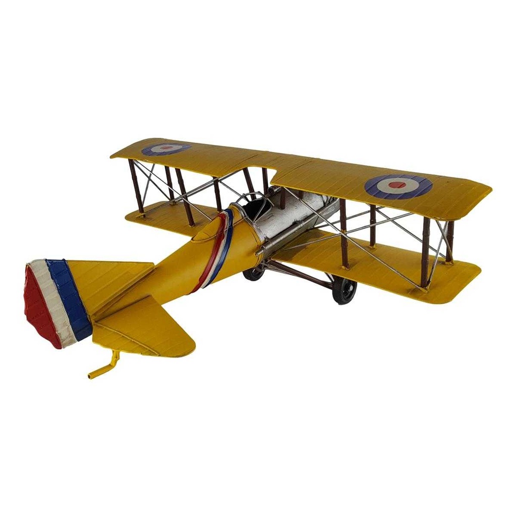 [LA-50205] Blechmodell Blechflugzeug Modellflugzeug Doppeldecker Flugzeug Gelb H 21,7 B 60,6 L 56 cm Bild 4