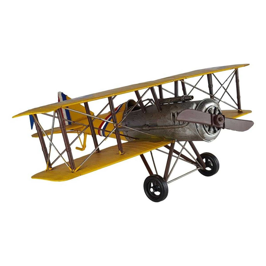 [LA-50205] Blechmodell Blechflugzeug Modellflugzeug Doppeldecker Flugzeug Gelb H 21,7 B 60,6 L 56 cm Bild 6