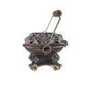 [LA-50226] Figur Skulptur Gusseisen Miniatur Herd Stövchen braun rustikal mit Holzgriff Bild 3