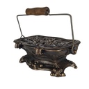 [LA-50226] Figur Skulptur Gusseisen Miniatur Herd Stövchen braun rustikal mit Holzgriff Bild 6
