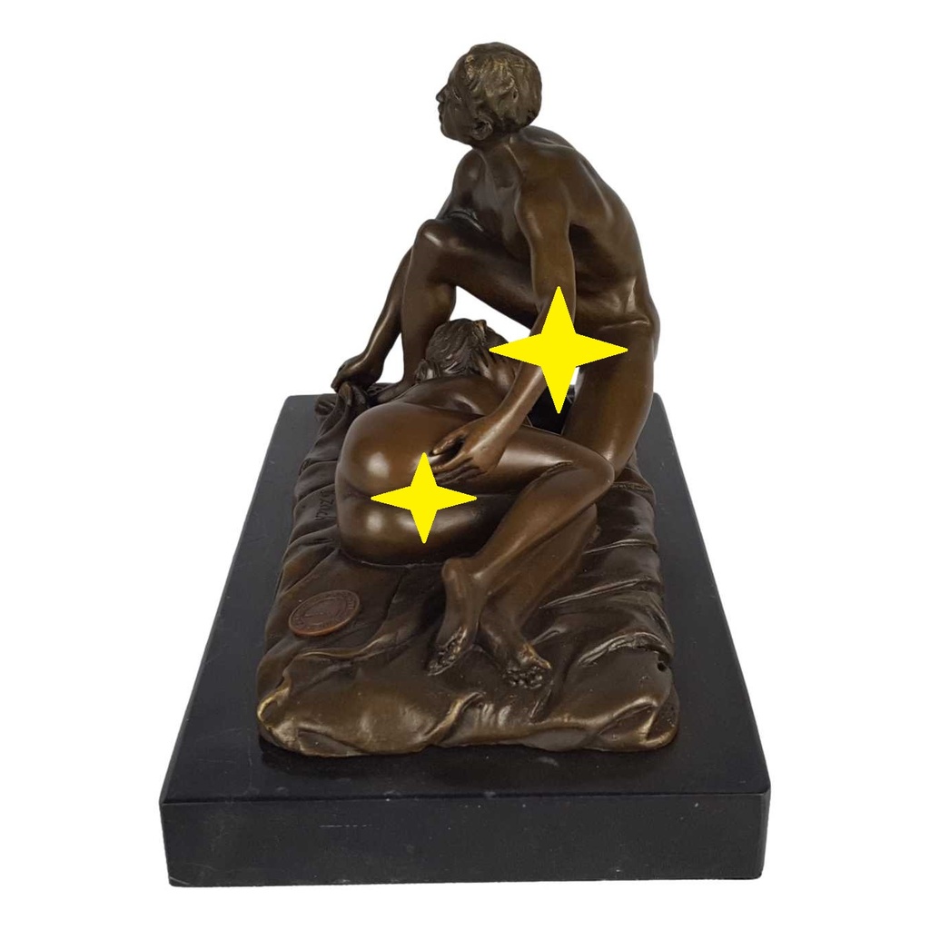 [LA-50235] Bronzeskulptur Bronzefigur Mann Frau Liebesspiel Frau liegend Mann kniend Erotik Bild 3