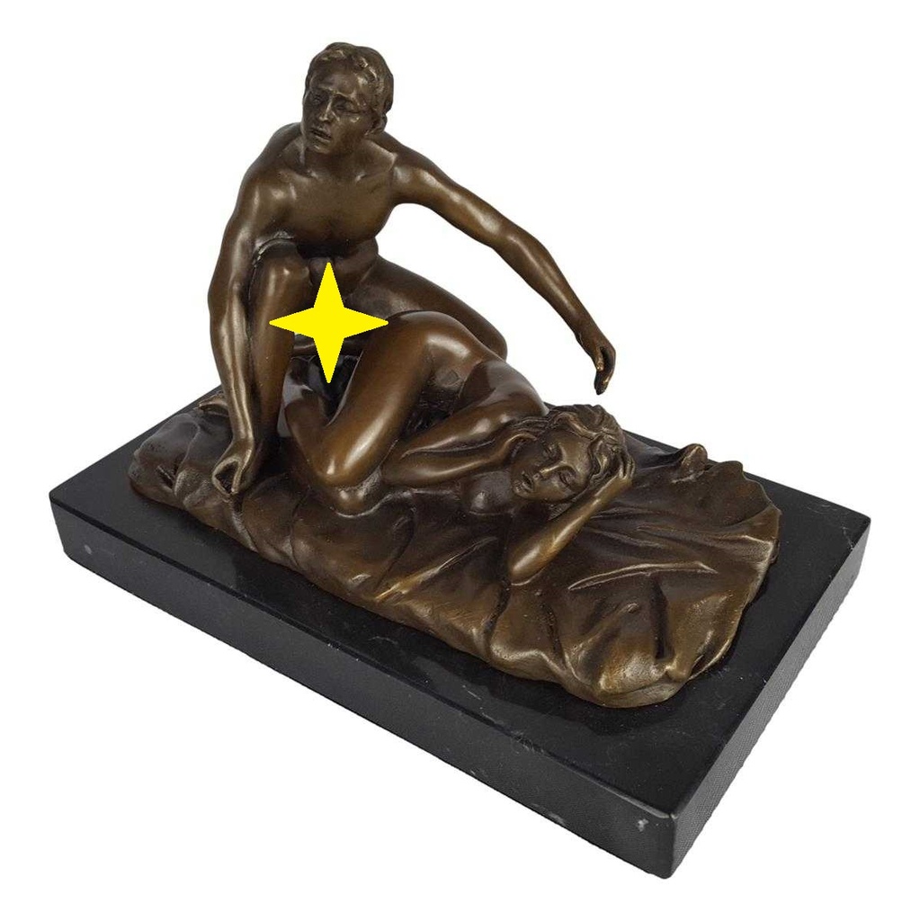 [LA-50235] Bronzeskulptur Bronzefigur Mann Frau Liebesspiel Frau liegend Mann kniend Erotik Bild 7
