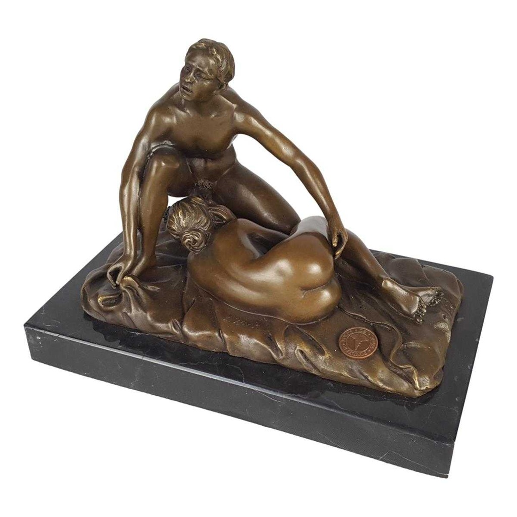 [LA-50235] Bronzeskulptur Bronzefigur Mann Frau Liebesspiel Frau liegend Mann kniend Erotik Bild 11